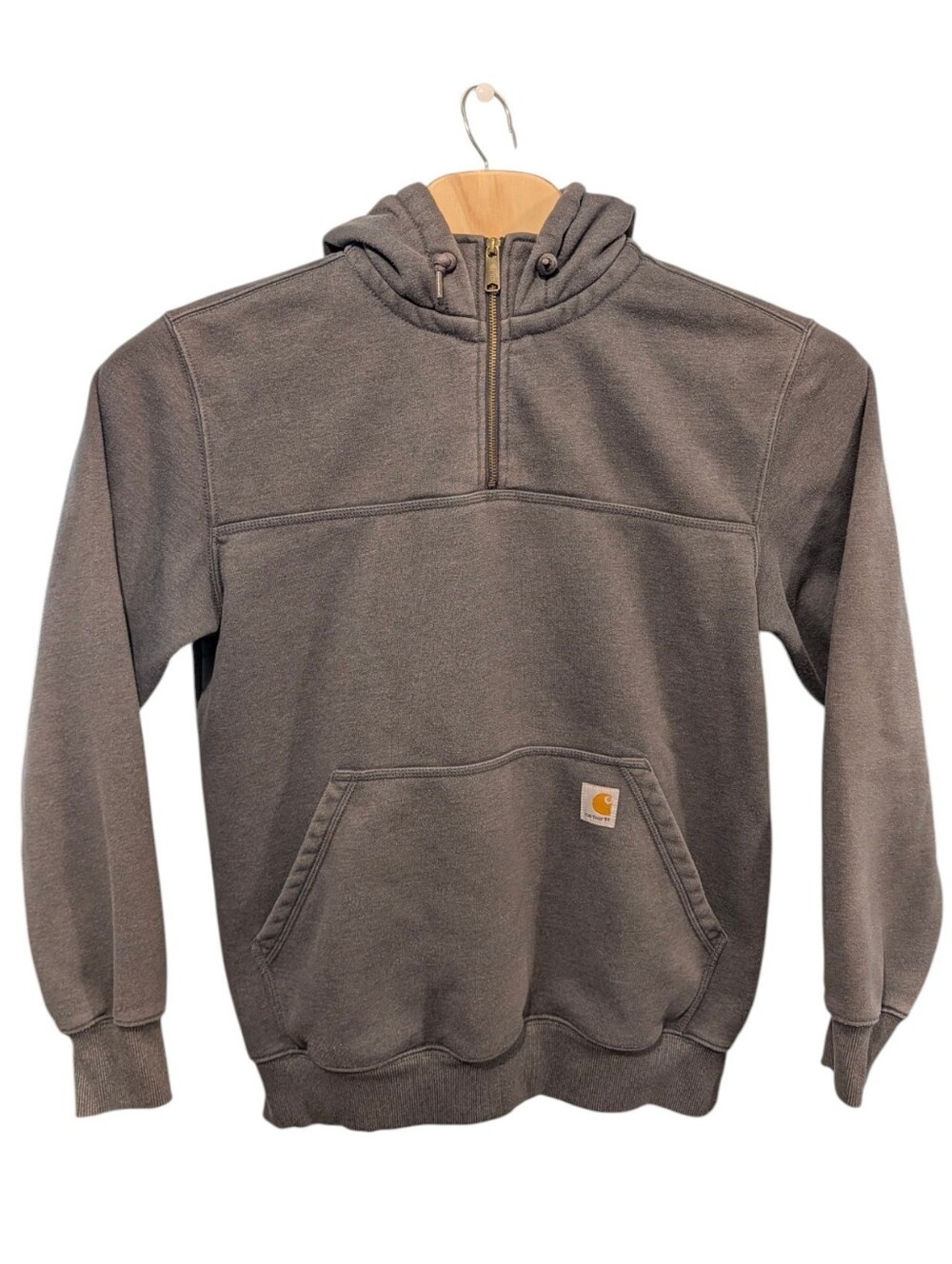 Carhartt Men’s Loose Fit Rain Defender Gray Half-Zip Hooded Sweatshirt Size M